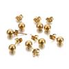 20pcs/lot Gold Stainless Steel Round Ball Earring Post Stud With Earring Plug Findings Ear Back For DIY Jewelry Making Supplies