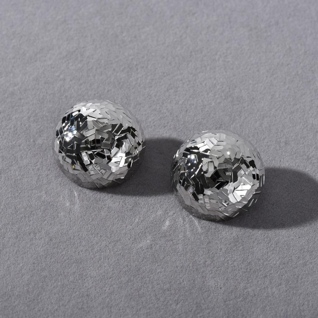 Niche High-Grade Metal Copper-Plated 18K Real Gold Texture Pleated Semicircle S925 Silver Needle Stud Earrings Personalized Temperament Earrings