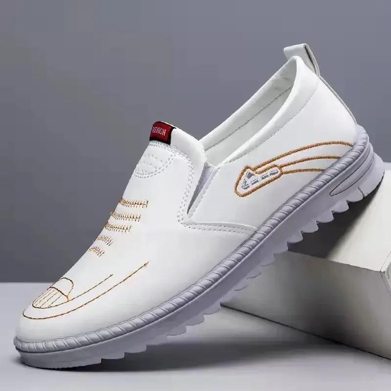 Fashion Men's Loafers Hollow Out Breathable Casual Leather Shoes Soft Sole Driving Shoes for Men New Dress Shoes Slip On Flats Moccasins