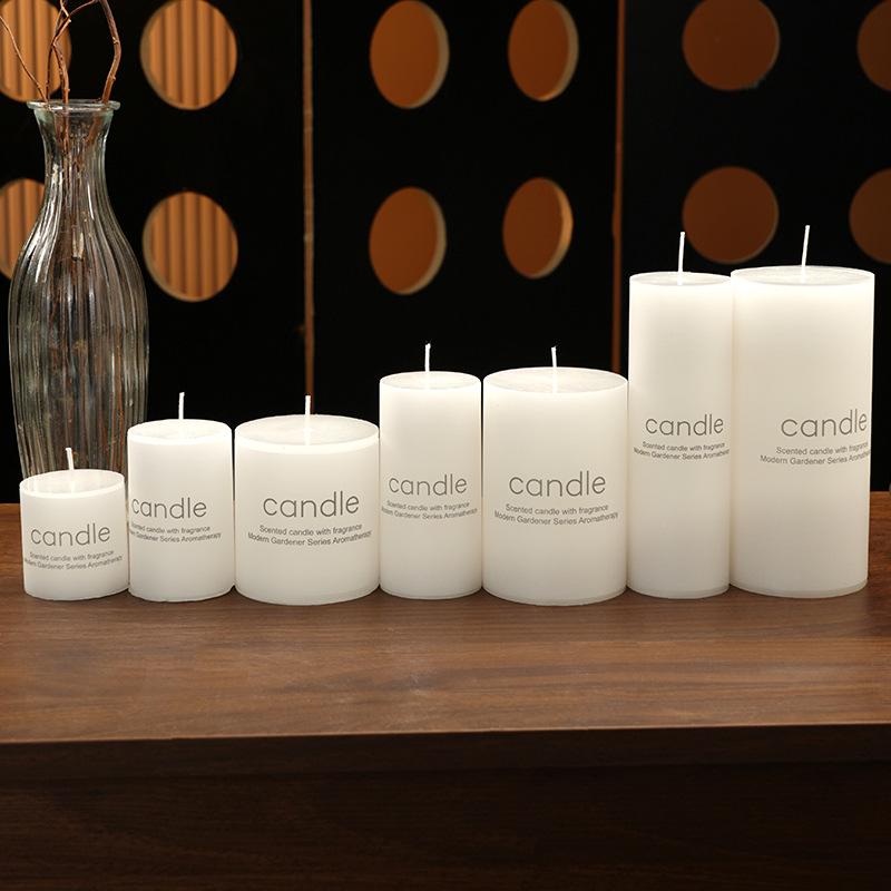 Ivory White Large Round Pillar Scented Candles for Romantic Wedding and Hotel Décor