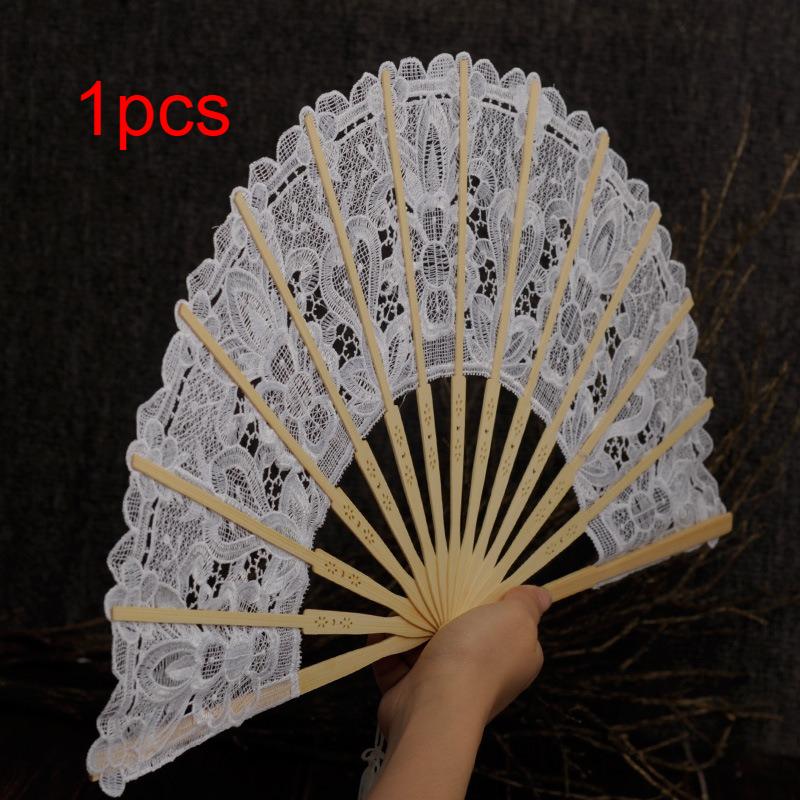 

1pcs Lace Cut-Out Folding Fans with Tassels for Wedding Decor Room Decoration European Handheld Party Gift 50x17cm білий