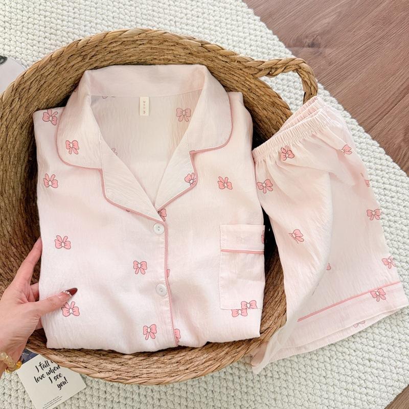 Summer new pajamas women's short-sleeved shorts thin cloud cotton cartoon cute large size Korean version loungewear