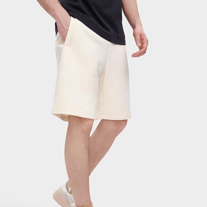 Fila Sports Lifestyle Series Solid Color Letter Logo Print Mid Waist Drawstring Straight Leg Sports Shorts Men Shorts White F11M326601FIV