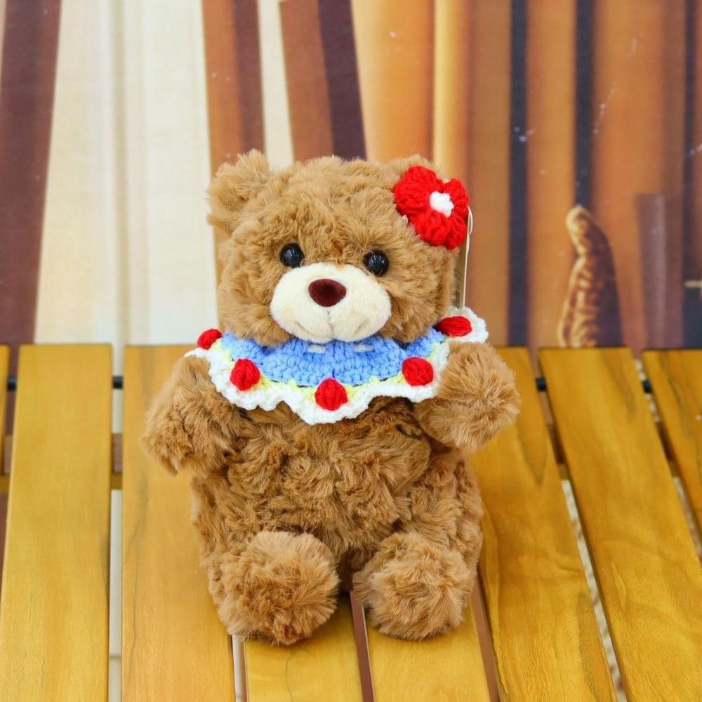

Woven Bear Wear Rose Doll 20 CM Valentine s Day Ornament Rose Bear Doll Birthday Gift Style 2