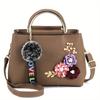 3D Flower Decor Handbag, Women's PU Leather Crossbody Bag, Fashion Small Top Handle Purse