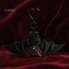 Versatile Keychain 1/2/3Pcs Pendant, Black Alloy Spring Buckle Key Chain, Double-Layer Plush Bat Denim Bag Charm Wings Holder, Goth Style Red