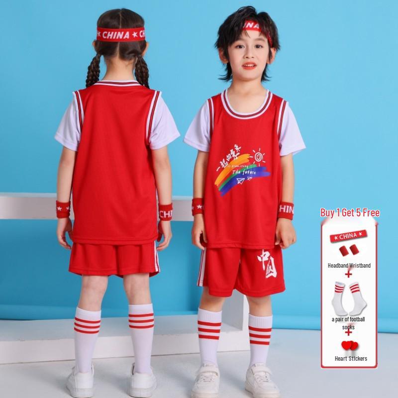 Kids' Basketball Uniform Set - Red Performance Costume for Kindergarten & Elementary School Graduations