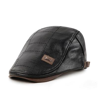 Neue PU-Leder Entenzungenmütze mit Samt Outdoor Freizeit Wärme und Samt Vorwärts Baskenmütze