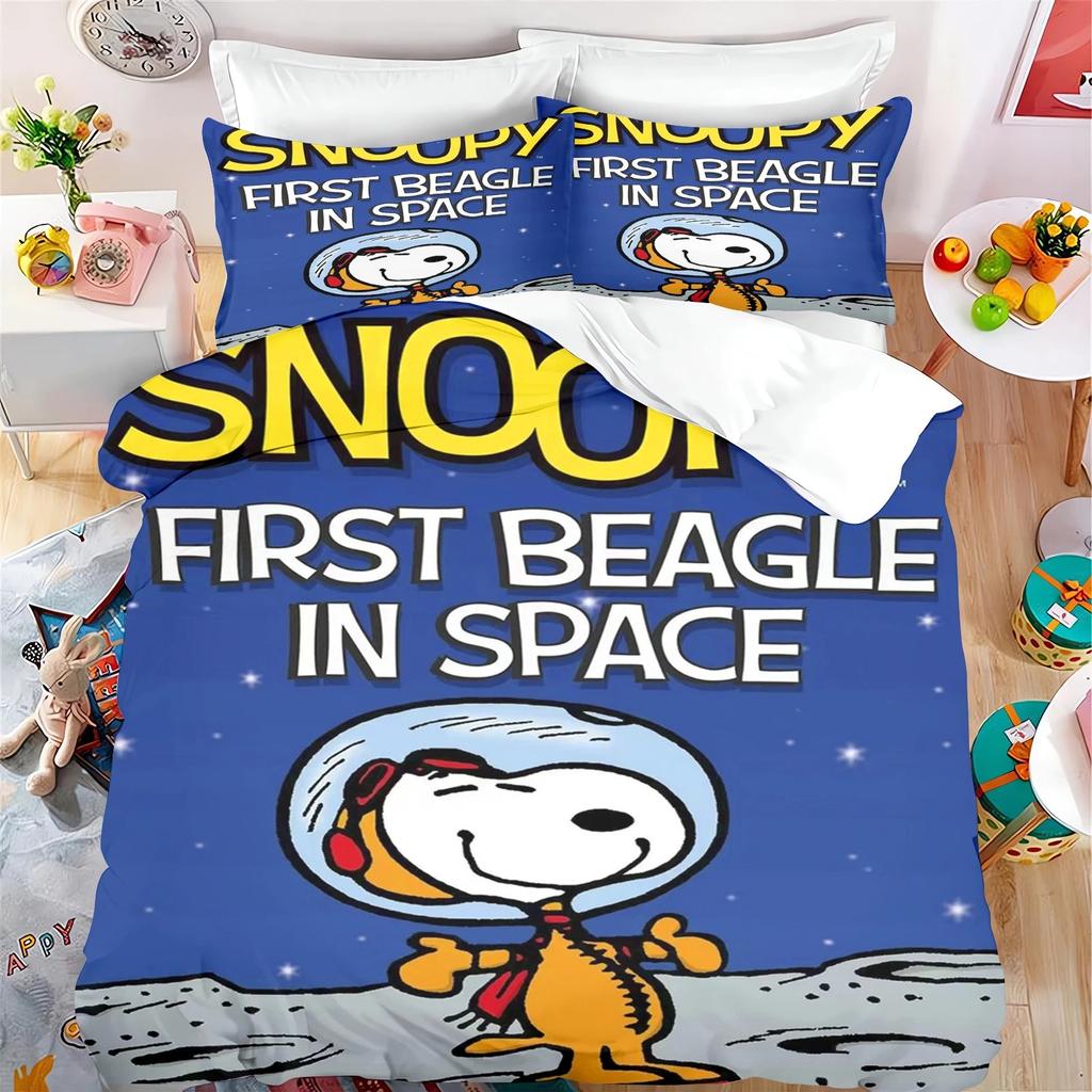 Cartoon Snoopy Bedding Sets Bed Cover Duvet Comforter Cover Pillow Case 2-3 Pieces Sets Boy Girl Home Bedroom Decoration