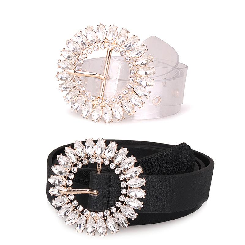 New Eye Glass Diamond Japanese Buckle Diamond Women's Fashion Belt Versatile European and American Belt