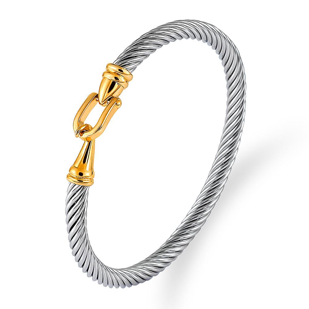 European and American Twisted Wire Gold Opening Bracelet, Brick Bracelet, Cable Wire Rope Bracelet 2026