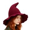 35x20cm Foldable Wide Brim Knitted Witch Hat, Unisex Halloween Costume Headgear, Cosplay Party Accessory for Women Men Festival