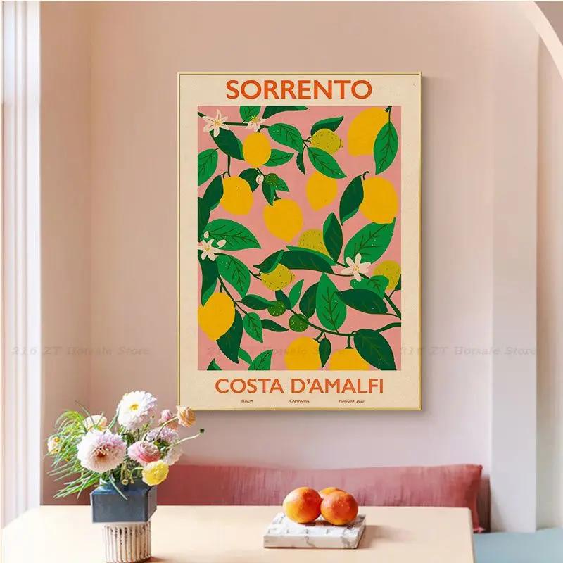 Cherry Lemon Orange Fruit Market, HD Canvas Print Wall Art Poster, Suitable for Home, Store, Restaurant ation Painting