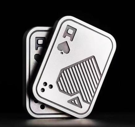 Metal Fidget Spinner Coin with Dual Layer Design Playing Card Pattern Durable Stress Relief Toy for Handheld Use and Focus Improvement