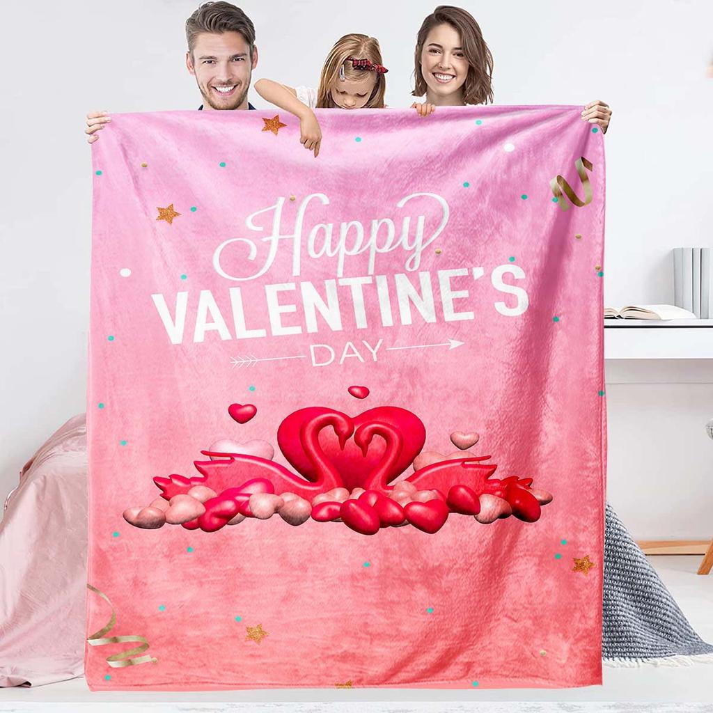 Valentine's Day couple gifts digital-printed polyester Bedroom velvet flannel soft sofa cover blanket Fleece soft sofa cover