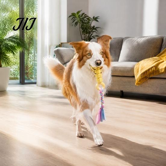 Braided Cotton Rope Dog Toys Spiky Chew Toy with Rope, Pet Molar Stick Toy, Interactive Puppy Teething Relief for Small Medium Dogs Teeth Cleaning