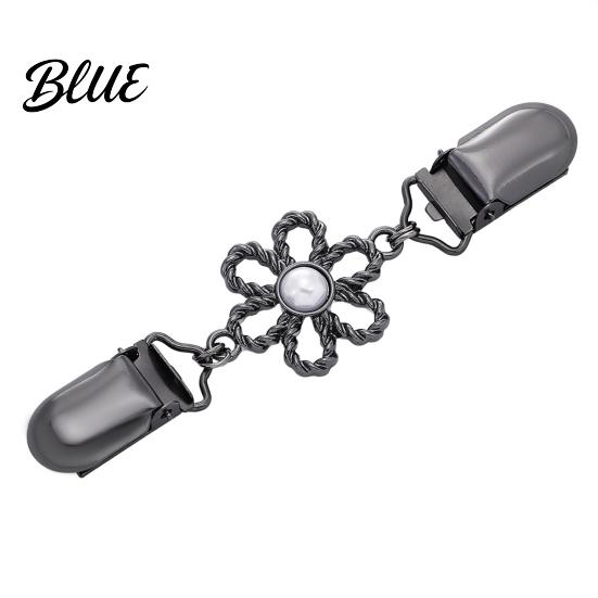 Vintage Clothing Accessories Hollow Flower Cardigan Sweater Clip, Women Clip with Waist Tightener Faux Pearl, Cincher for Dress Shawl Pants Anti Slip