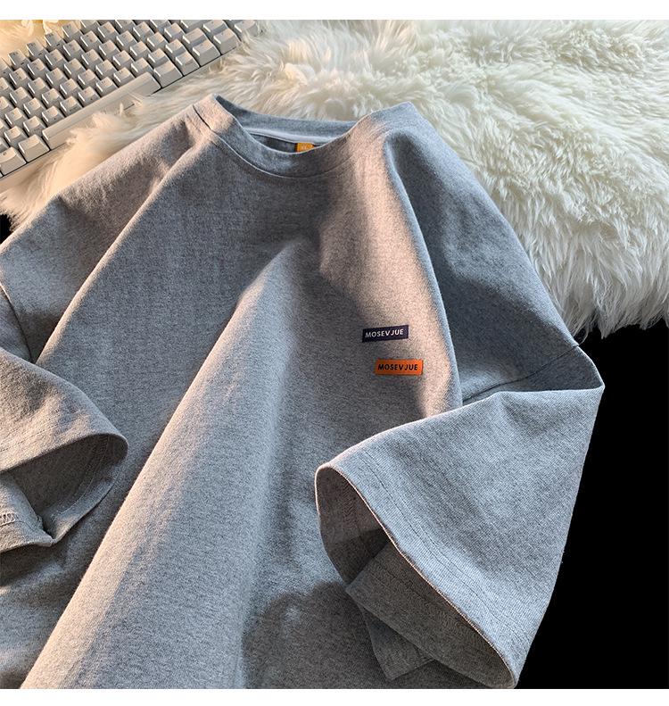 Men's Oversized American Retro Short-Sleeve T-Shirt with Small Collar - Trendy Summer Cotton Style