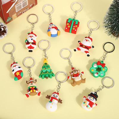 Weihnachts-Schlüsselanhänger: Niedliches 3D-Cartoon-Weihnachtsmann-Ornament – Weiches Plastikpuppengeschenk