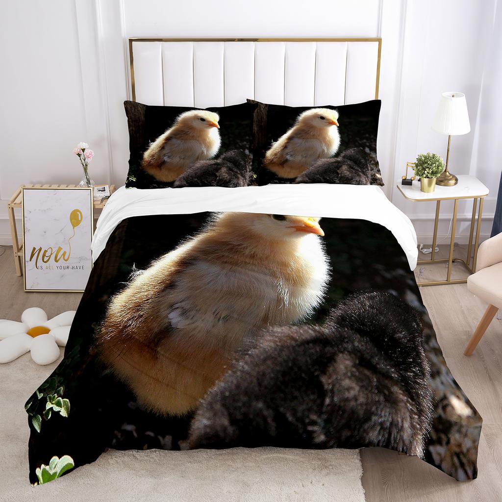 Chick Duvet Cover Set Farm Animals Quilt Cover Little Chicken Twin Bedding Set For Boys Girl Microfiber 2/3Pcs Comforter Cover