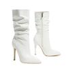 Plus Size European and American Style Women's All Match Pointed Toe High Heel Mid-calf Slim Boots Ladies' Elegant Boots