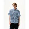 KISKO Summer American Seersucker Blue Gingham Casual Short Sleeve Shirt Men's and Women's Fancy Loose Shirt Ins