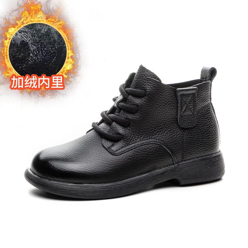 Short Boots  Autumn/winter New Flat Bottom Short Boots Versatile Retro Boots Soft Leather Soft Sole Casual Women