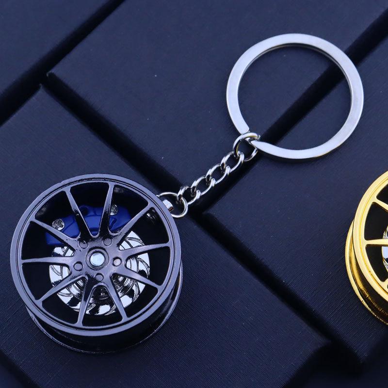 Cross-border Car Brake Keychain with Rotating Wheel & Laser Logo