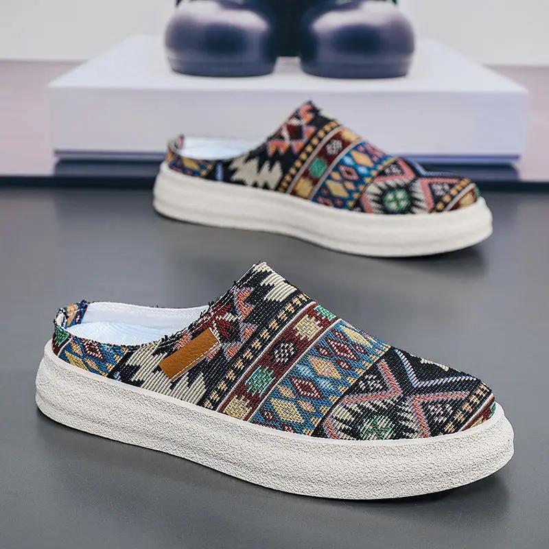 Fashion Male Slipper Platform Canvas Slides Outdoor Mules Half Summer Sale Pvc Clappers 2025 Fashion Mascullino Elegant Adult Men's Shoe