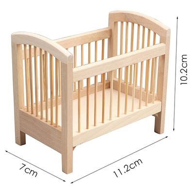 1:12 Dollhouse Miniature Wood Baby Bed Simulation Model Dolls House Furniture