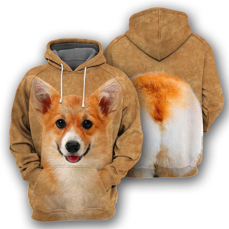 Animal Doberman Puppdog 3D Print Hoodie Men Oversized Long Sleeve Pullovers Bullhead Terrier Corgi Pets Dog Graphic Hoodies Tops