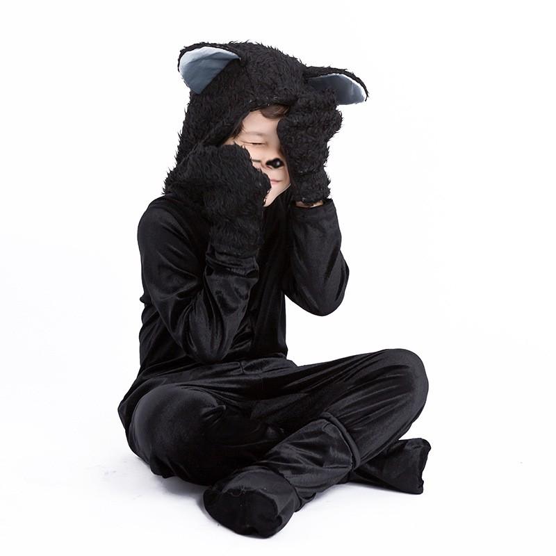 Dětský kostým kočky na Halloween Sada s rukavicemi návleky na nohy Cosplay Párty Scénické vystoupení