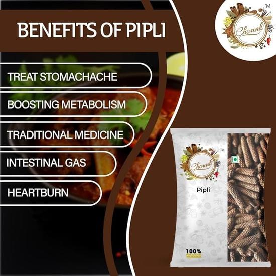 Chounk Premium Pipli Long Pepper Whole - 50 Gram| Long Pepper Pippali, (Pipli,Pipal Badi, Pippali), Black Pepper, Whole Spices