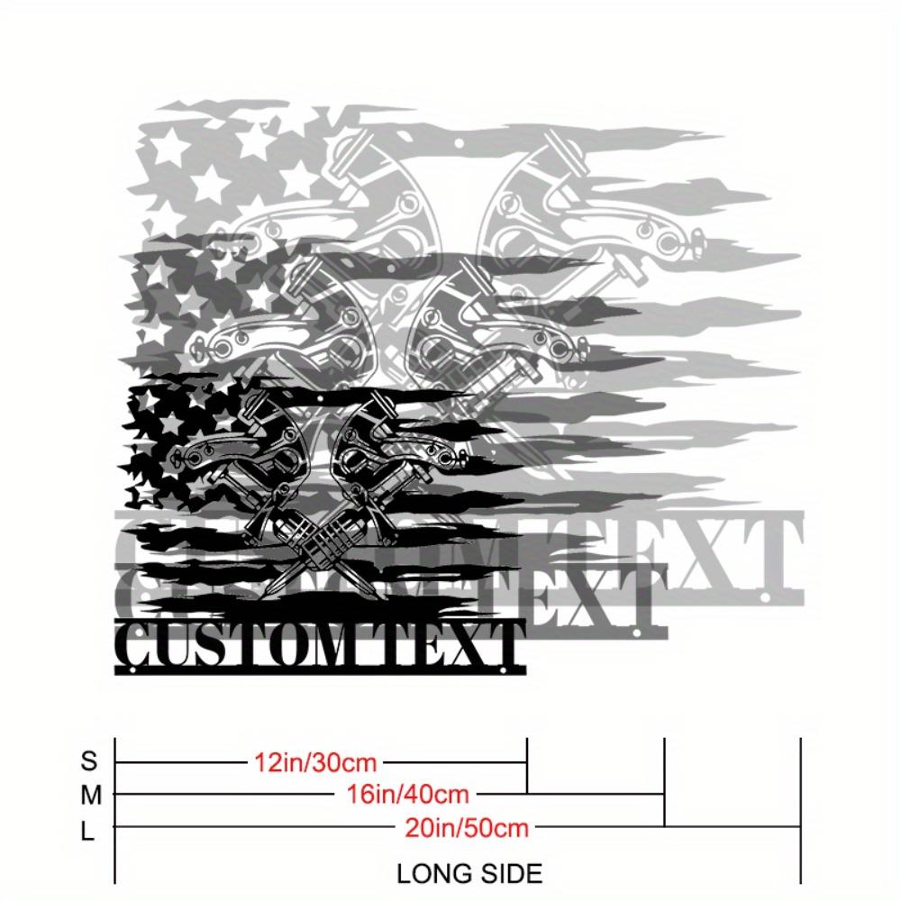 Metal Wall Art American Flag Tattoo Studio Sign Personalized Gift Sculpture