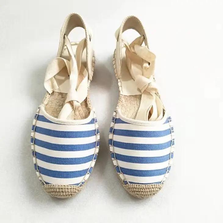 Fashion 2025 Hemp Rope Bottom Ladies Sandals Flat Shoes Women Strappy Fisherman Sandals Women Spring and Summer New Lace Students