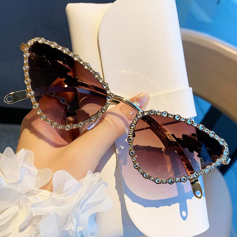 Cat Eye Sunglasses For Women With Diamond Embellishments Uv400 Sun Protection Fashion Accessory