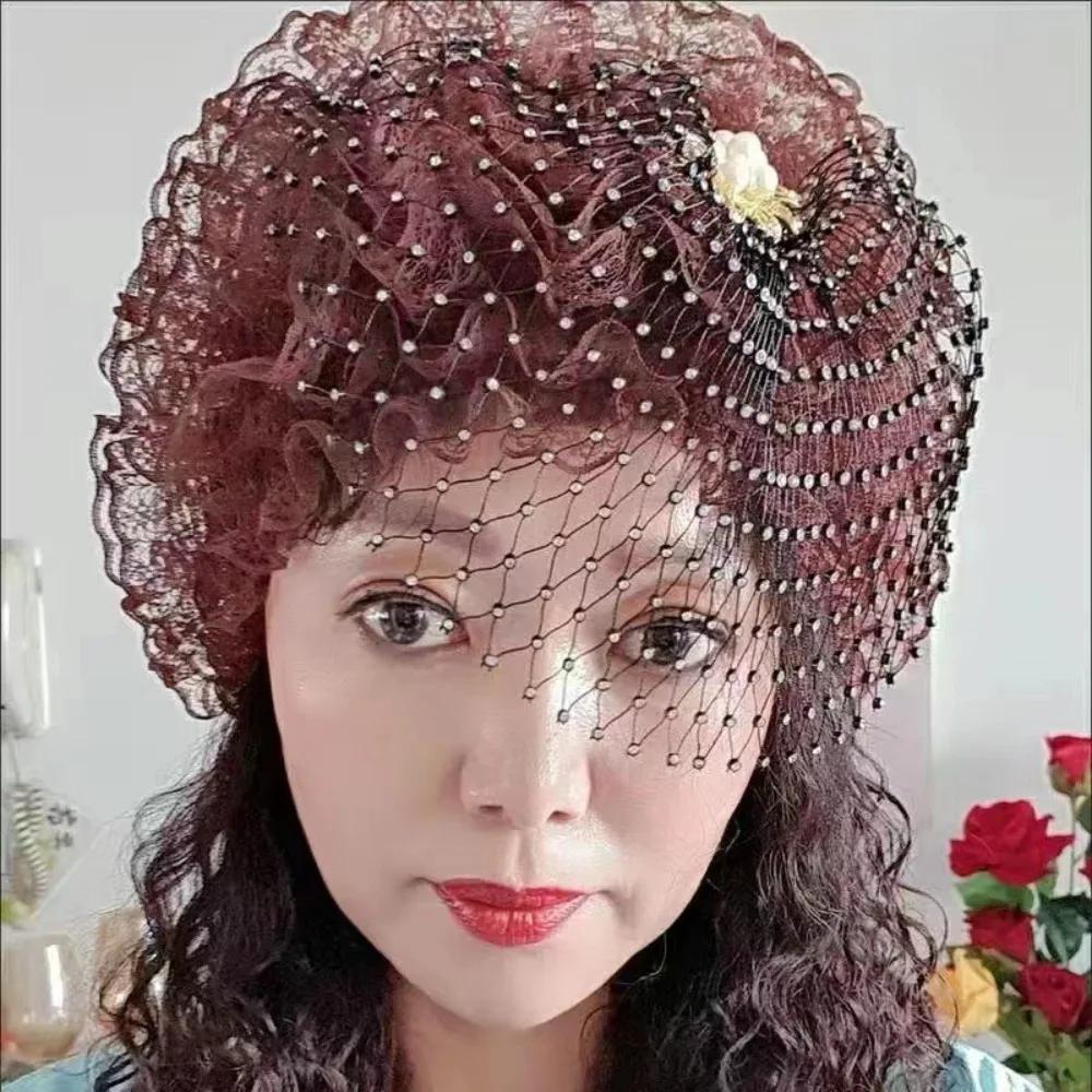 New Flower Embroidery Bonnet Hat Elastic Full Cover Headwear Cover White Hair Breathable Turban Hat Gift