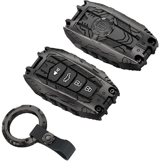 Metal Key Fob Cover Compatible With 2018- Toyota RAV4 Camry Corolla Avalon C-HR Prius GT86 Highlander Full Protection Key Case Shell 4 Keys Vacuum