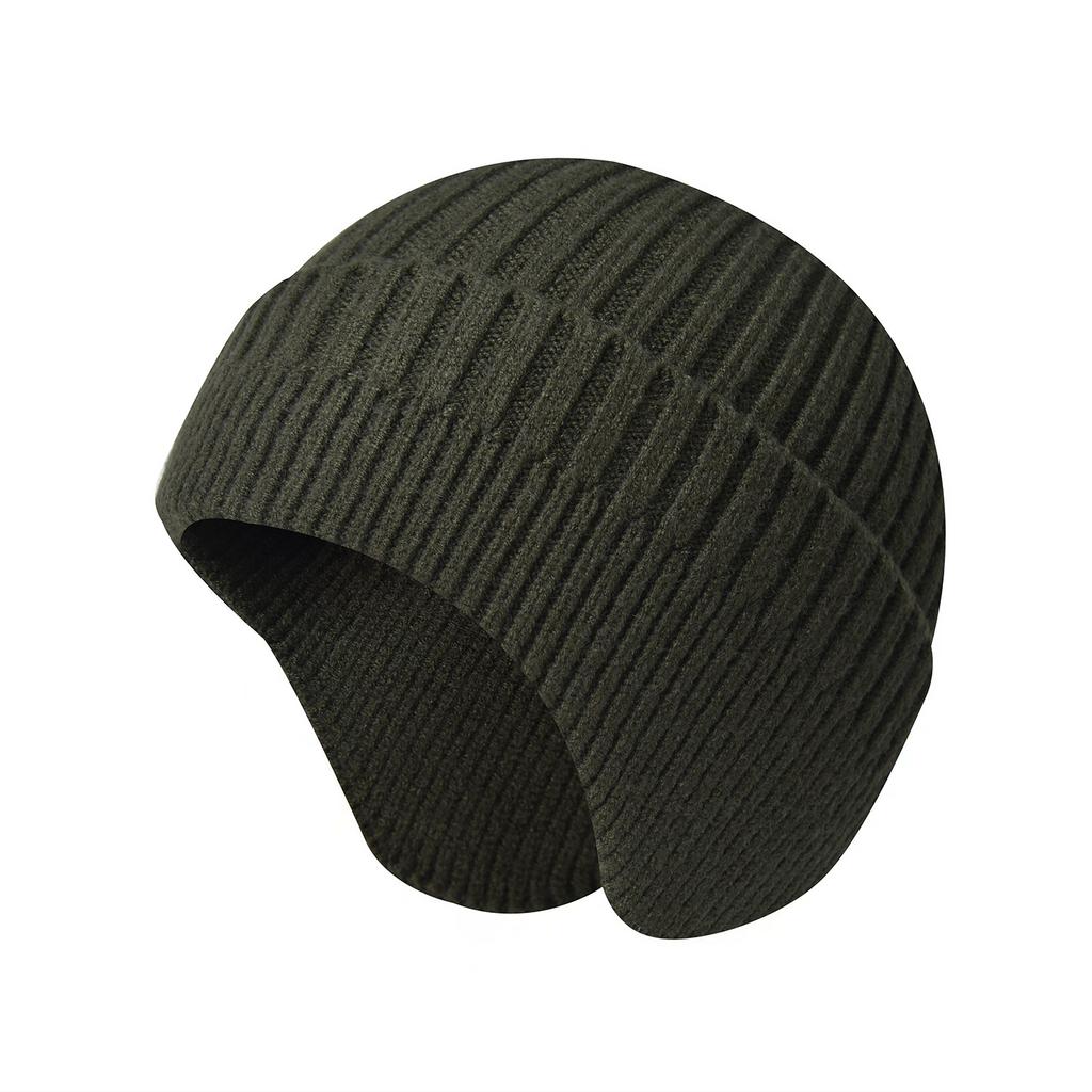 Outdoor Knitted Hat for Men - Thickened Warm Earflap Beanie Women's Face-Slimming Knitted Beanie