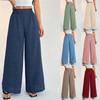 2026 European And American Fashion Pocket Solid Color Elastic Wide Leg Pants For Women