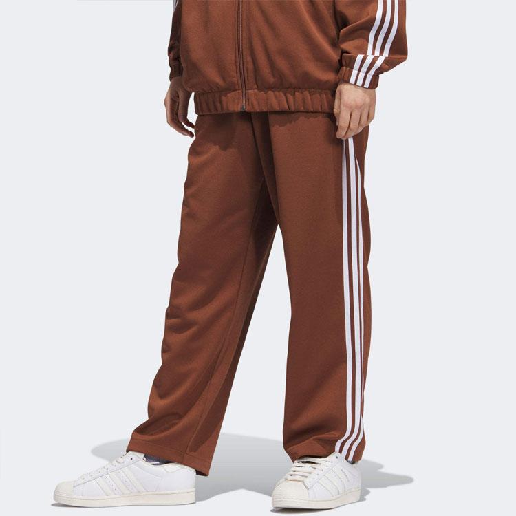 Adidas Originals Skateboarding Three Stripe Color Block Elastic Waist Straight Leg Loose Knit Sports Pants Unisex Bottoms Brown IJ0976