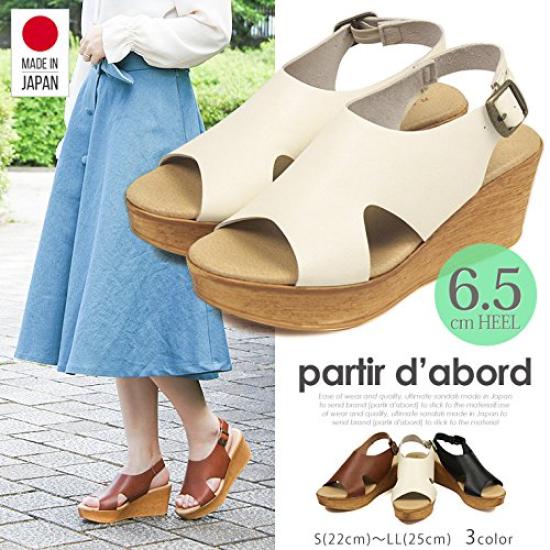 sandals for easy to walk wedge back LL [Arch Contact] (Partir d`abord) Japanese-made women, in, sole, strap, black,