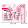 6-Piece Sakura Collagen Hydrating Travel Set - Cleanser, Toner, Lotion, Serum, Cream, Eye Cream for Smooth & Plump Skin