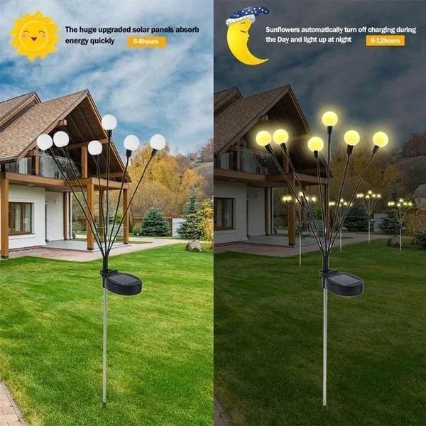 8pcs Outdoor LED Solar Lights Waterproof Starburst Solar Firefly Lights Lawn Lamp Garden Lamp for Path Landscape Decorative