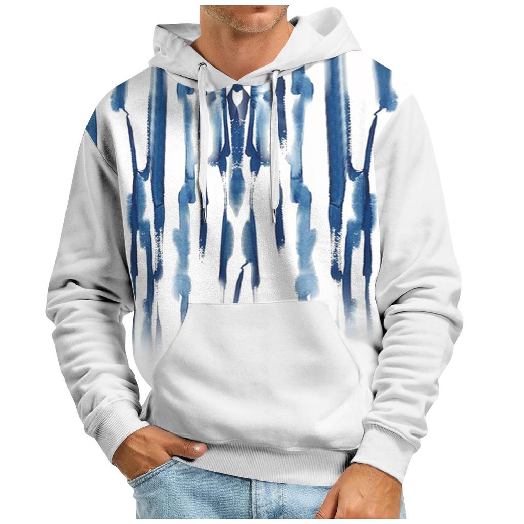 Maglione Autunnale da Uomo Taglia Grande con Cappuccio e Stampa Digitale Nuovo Maglione Basic Taglia Grande