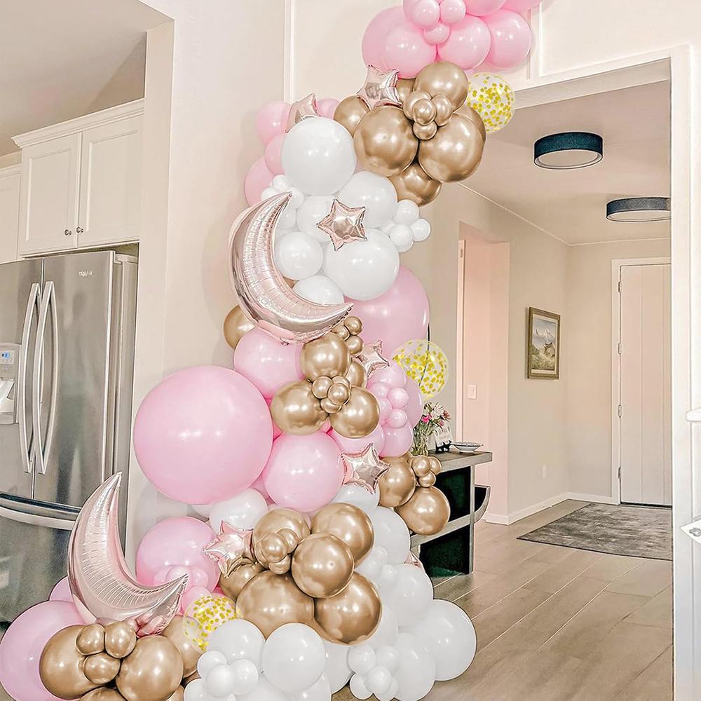 Pastel Pink Balloons Garland White Gold Confetti Balloon Arch Kit Girl Birthday Party Baby Shower Wedding Anniversary Decoration