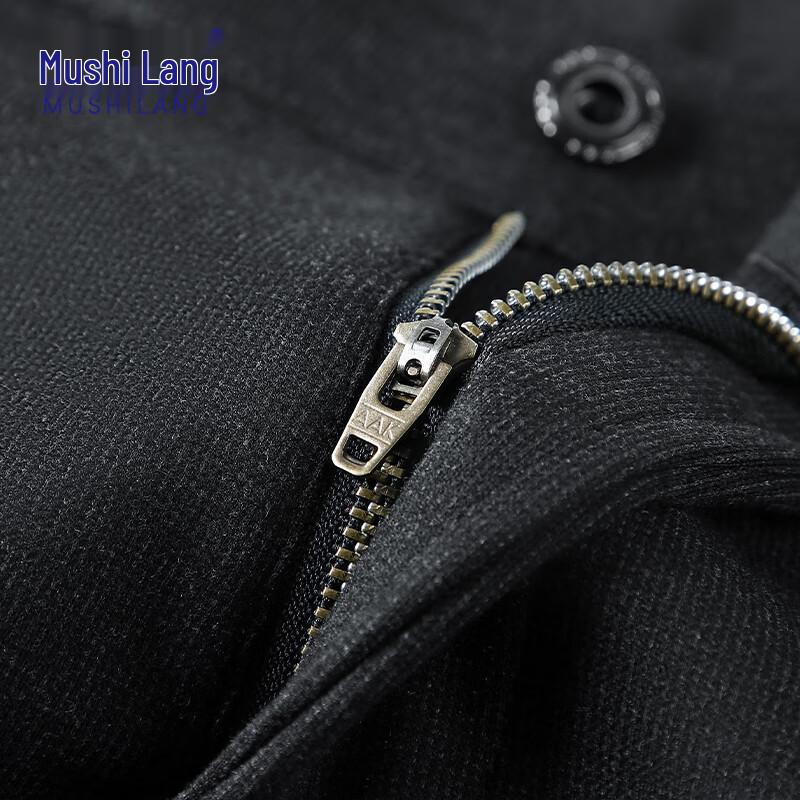 MUSHILANG Men's Wool-Blend Fleece-Lined Straight-Leg Pants