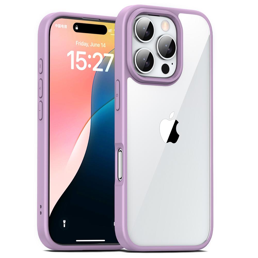 

For iPhone 16 Pro Max Case Shockproof Slim Hard PC+Soft TPU Phone Cover Pink