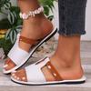 2026 Summer Hot Sale Women's Open Toe Slippers Bordered Mixed Colors Flat with Sandals Plus Size Outdoor Daily Beach Slippers