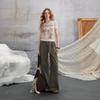unifree 2026 Spring Retro Lace Wide-Leg Casual Pants with Belt